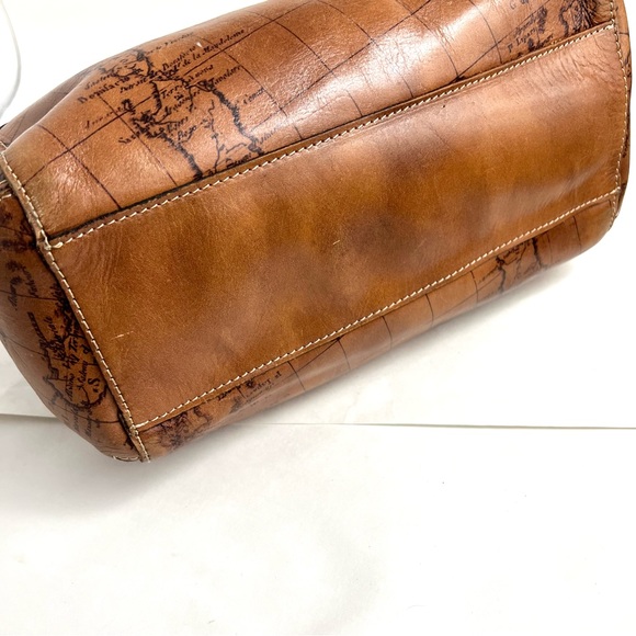 Patricia Nash Vintage Signature Map Print Satchel Italian Leather Bag - Picture 10 of 11